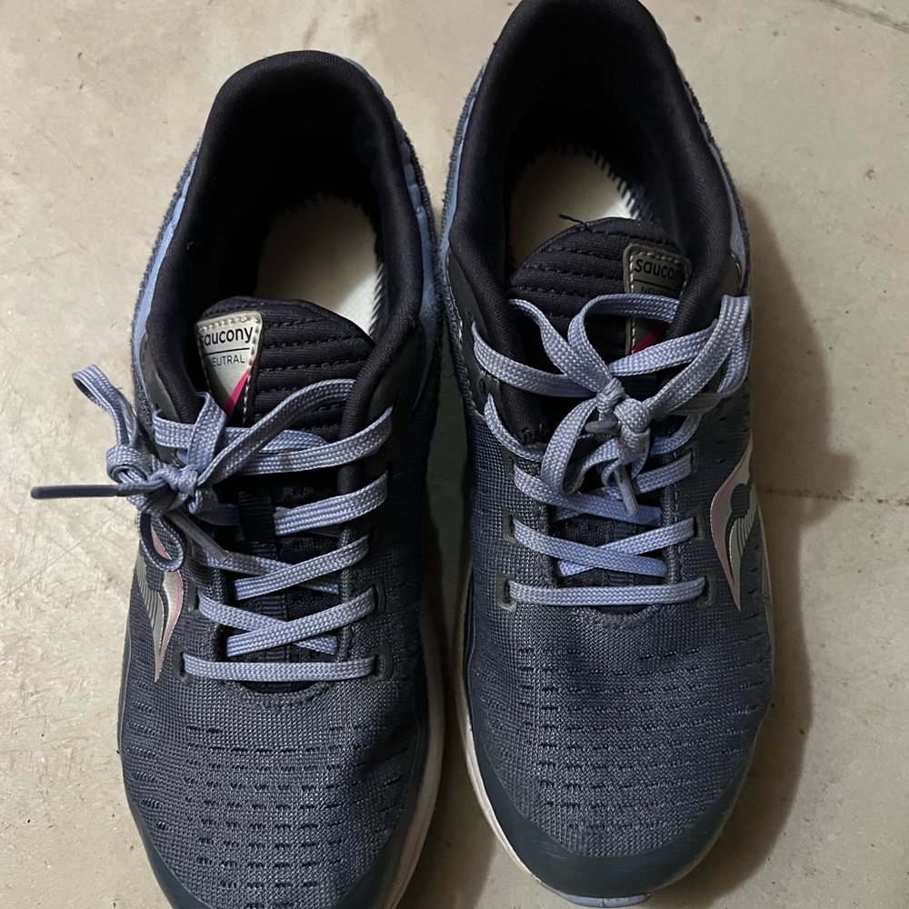 Saucony Charcoal and Light Gray Running Shoes Girls